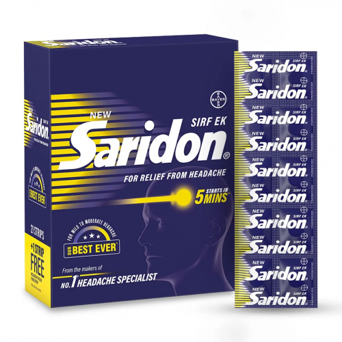 SARIDON 22X10TAB (Paracetamol IP 500mg, Caffeine (anhydrous) IP 50mg)