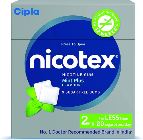 NICOTEX NICOTINE SUGAR FREE MINT PLUS 2MG, 9GUMS