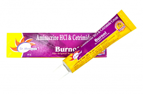 BURNOL CREAM 10GM (Aminacrine Hydrochloride 0.1g, Cetrimide IP 0.5g, Emulsion base q.s. to 100g)